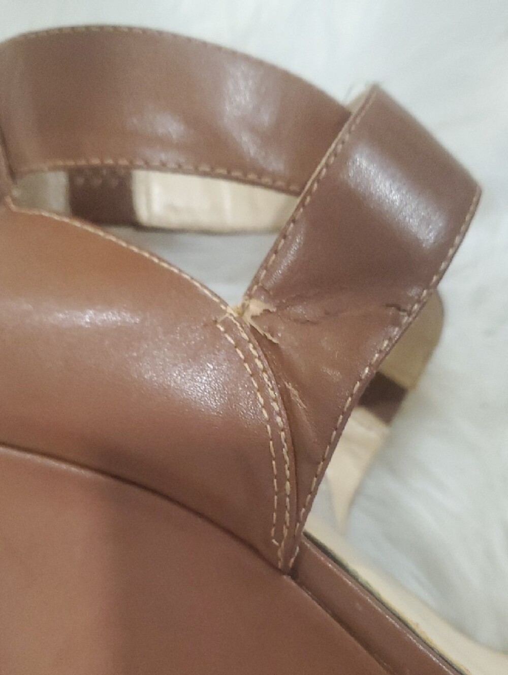 Jessica Simpson Brown Leather Crisscross Strap Wedge Heels Size 9 - Picture 11 of 15